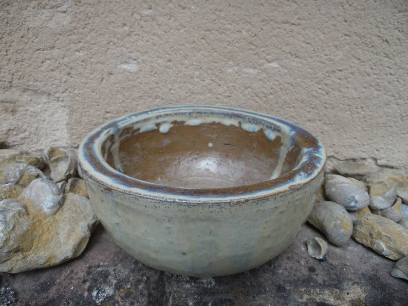 stoneware glazed beige planter pot decor France, Old pottery vintage deco vintage kinfolk nature
