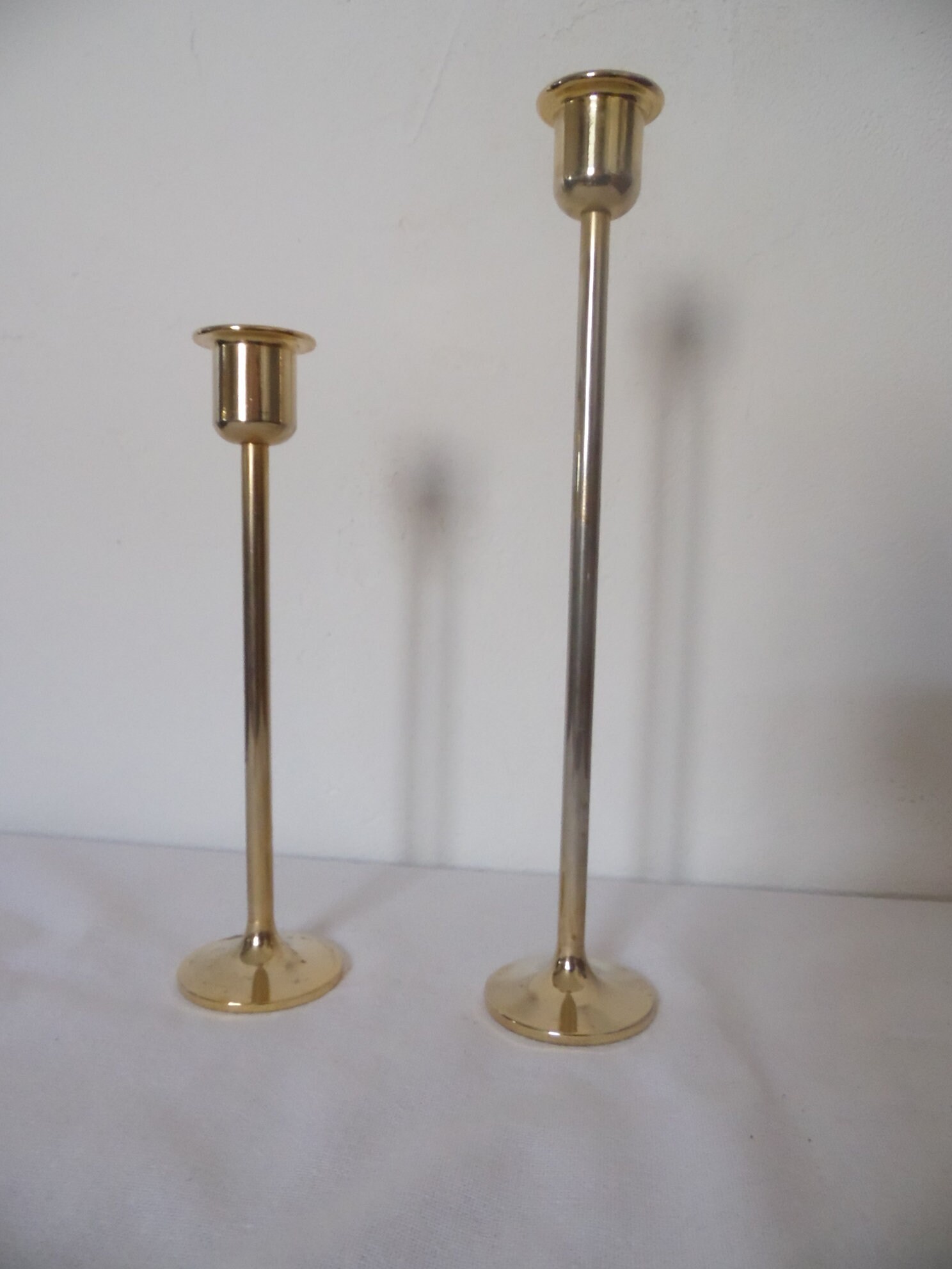 Duo de Bougeoirs en Metal Plaqué Or , Vintage 80's, Made in W Germany, Deco Minimaliste, Scandinave,