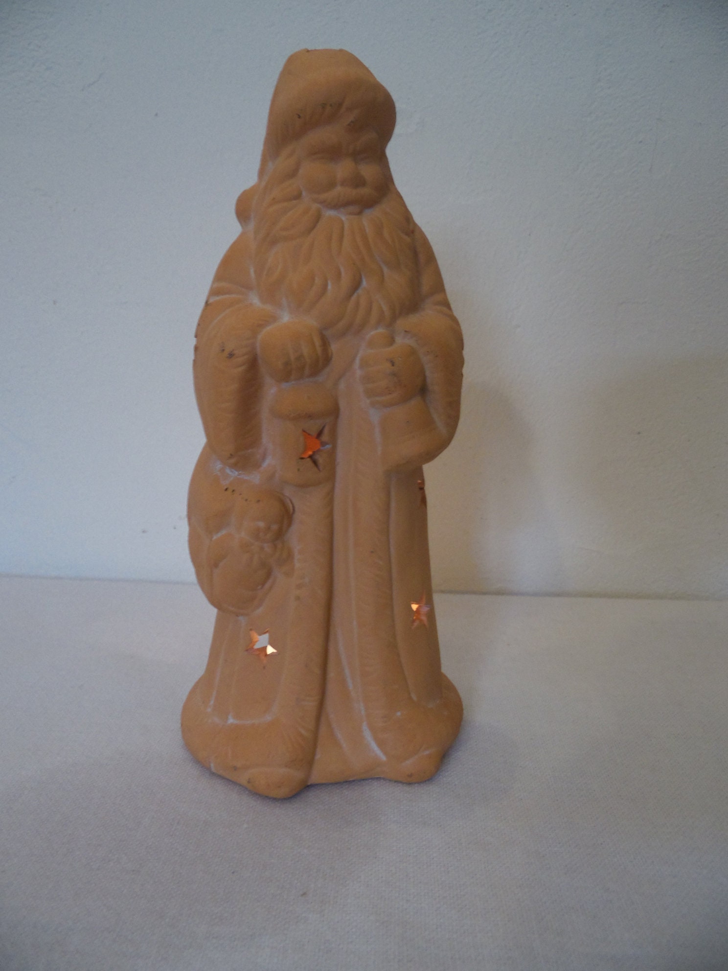 Photophore Pere Noel, Santa Klaus, Terre Cuite Naturelle, Deco Noel Hygge, Noel Slow Life, Vintage 9