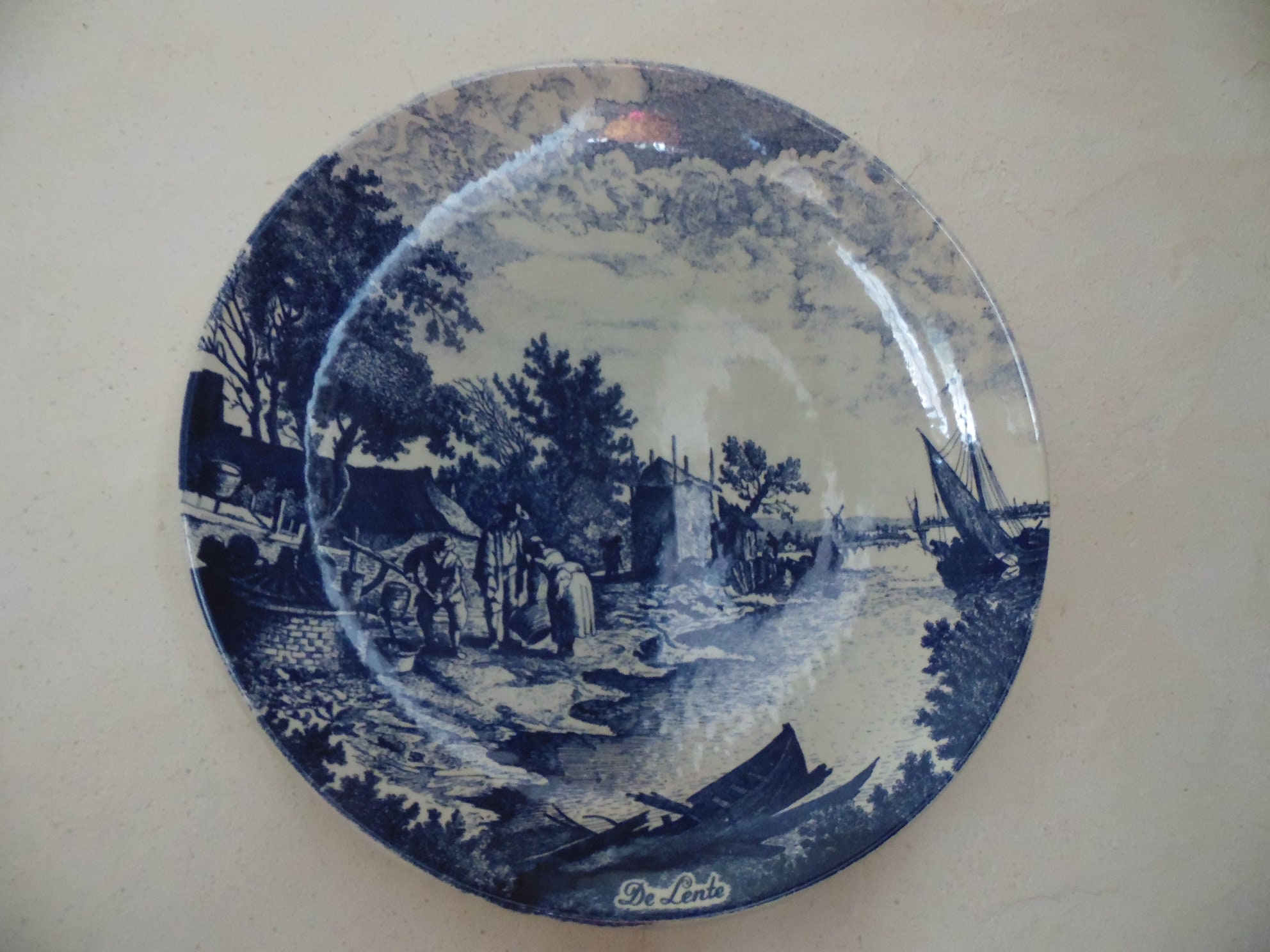 Assiette Decorative Delfts Blauw Chemkela Holland, Ceramique Numeroté et Estampillée, Deco Vintage H