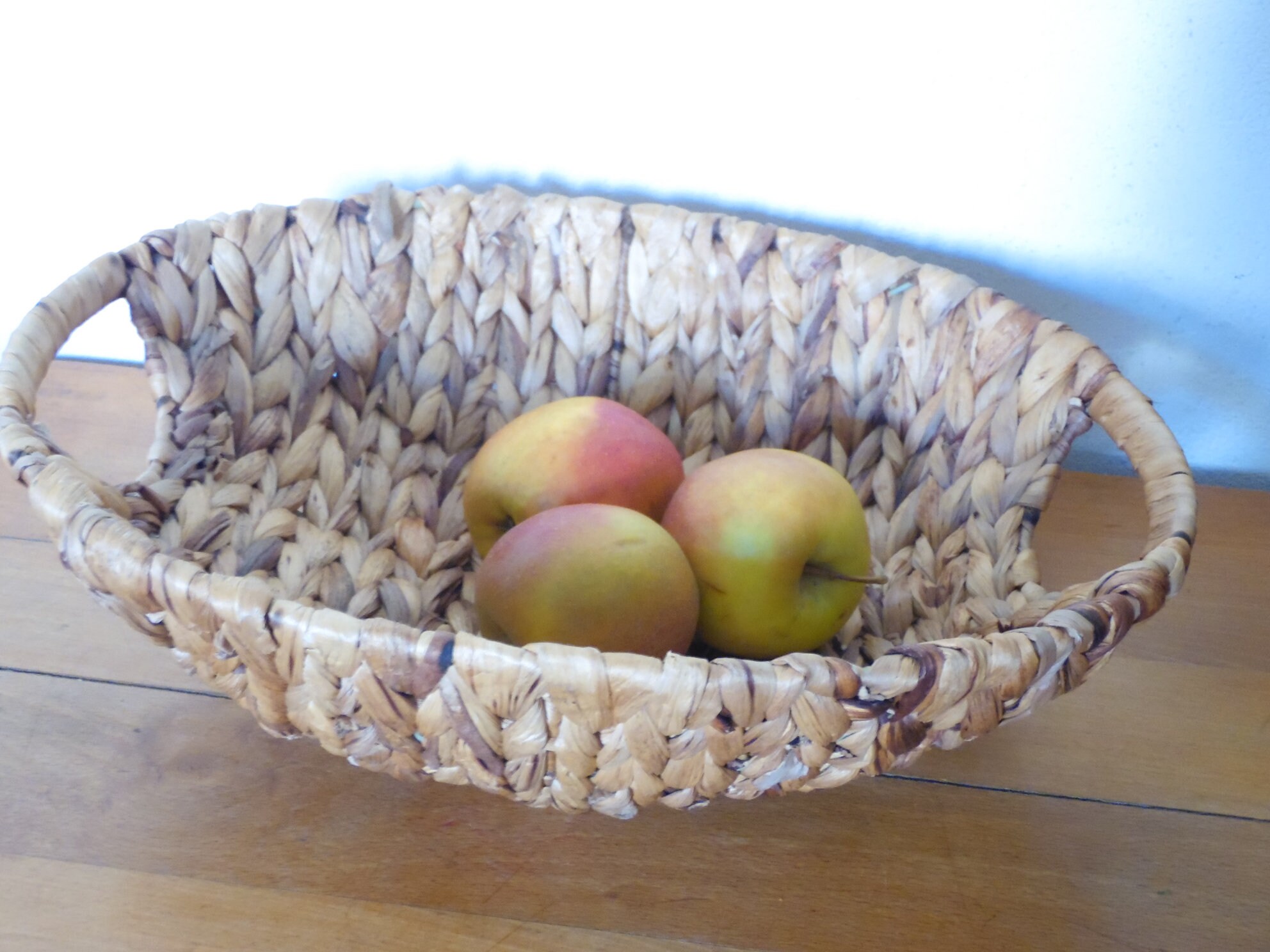 Panier A Fruit Feuille de Palmier Tresse , Vintage 80's, Artisanat Deco Ethnique, Panier Rangement,