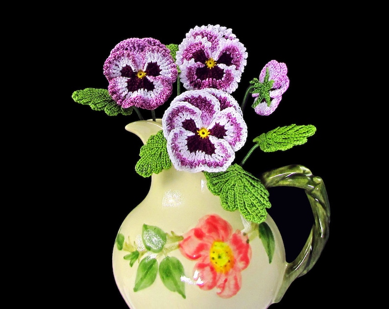 Irish Crochet Flower PATTERN PDF, Realistic Pansy Tutorial for Bouquet, Applique or Brooch. Skill Level: Experienced, English Language ONLY image 7
