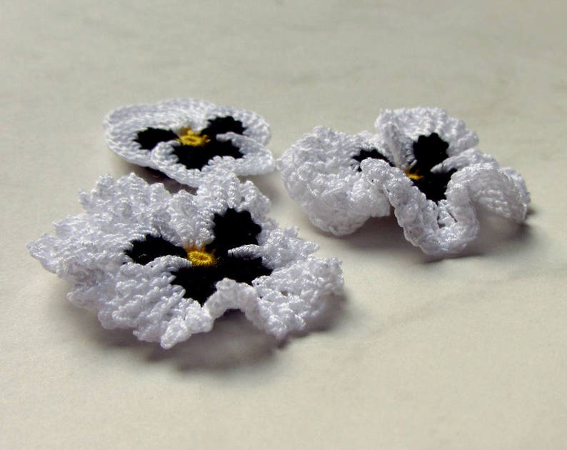 Irish Crochet Flower PATTERN PDF, Realistic Pansy Tutorial for Bouquet, Applique or Brooch. Skill Level: Experienced, English Language ONLY image 5