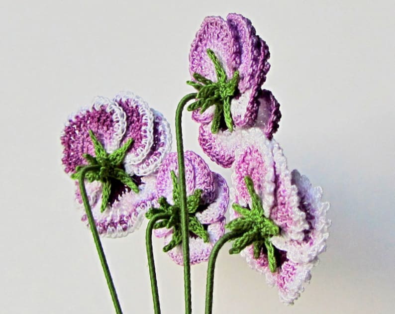 Irish Crochet Pansy PATTERN, Crochet Flower Bouquet, PDF Photo Tutorial. Skill Level: Experienced, English Language ONLY image 10