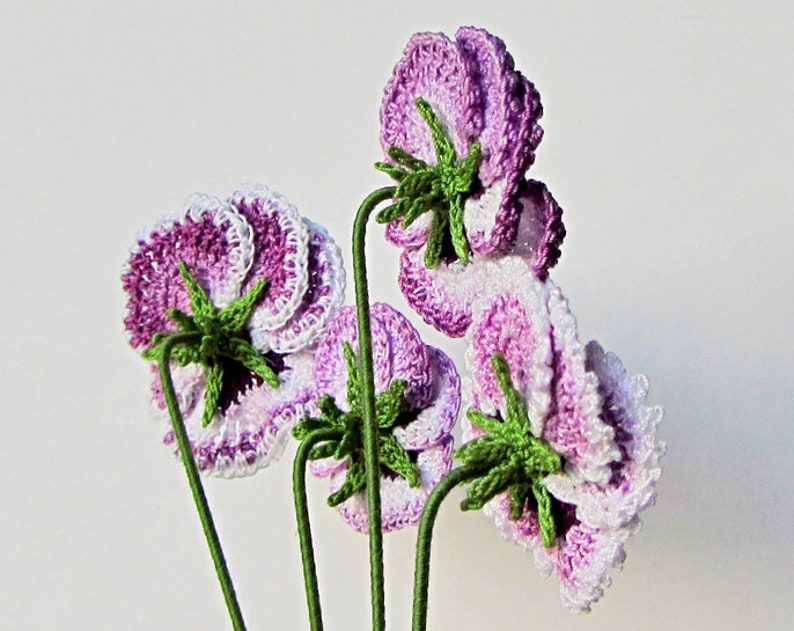 Irish Crochet Flower PATTERN PDF, Realistic Pansy Tutorial for Bouquet, Applique or Brooch. Skill Level: Experienced, English Language ONLY image 8