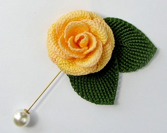 Crochet Flower PATTERN, Realistic Rose Tutorial using Tunisian Crochet, Rose Applique. Skill level: Advanced. English Language ONLY
