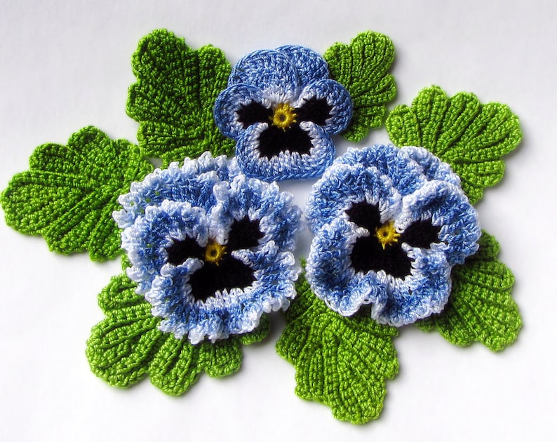 Irish Crochet Flower PATTERN PDF, Realistic Pansy Tutorial for Bouquet, Applique or Brooch. Skill Level: Experienced, English Language ONLY image 1