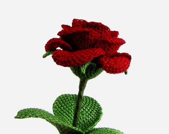 Crochet Flower PATTERN PDF, Realistic Rose using Tunisian Crochet (Afghan St) for Bouquets. Skill level: Experienced, English Language ONLY