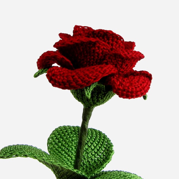 Crochet Flower PATTERN PDF, Realistic Rose using Tunisian Crochet (Afghan St) for Bouquets. Skill level: Experienced, English Language ONLY