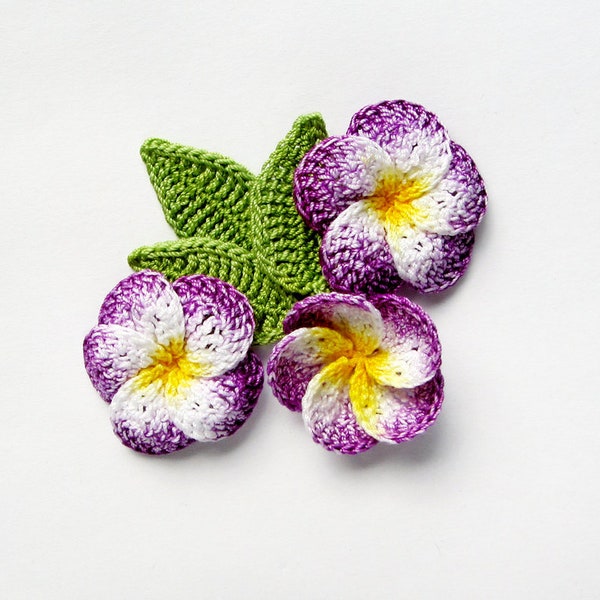 Mini Plumeria PATTERN, Crochet Flower PDF Photo Tutorial for Brooches. Skill Level: Intermediate to Advanced, English Language ONLY