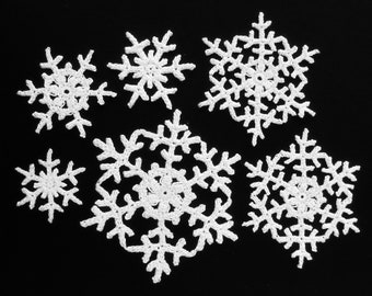 Crochet Snowflake PATTERNS in 3 Sizes, PDF Tutorial for Christmas Ornaments. Skill Level: Intermediate to Advanced, English Language ONLY