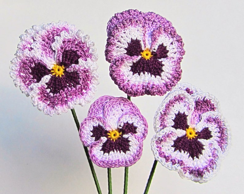 Crochet Pansy PATTERN PDF LEFT Handed Tutorial for Appliques Etsy