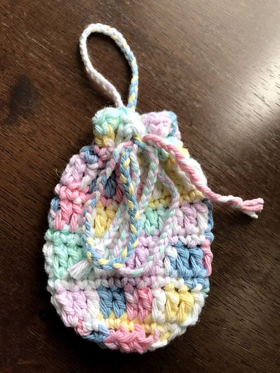 Cotton Crocheted Soap Saver, Cotton Bag, Hanging Soap Sack, Crocheted Soap Saver Washcloth, Bridal Shower, Engagement Gift, Housewarming