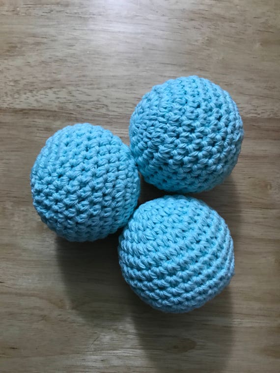 Dryer Balls, Fabric Softener, Essential Oils Scented, Set of 3, Crocheted Cotton Balls, Chemical Free Laundry, Less Wrinkle, Less Static