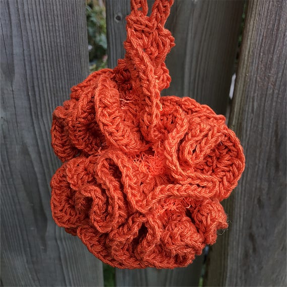 Exfoliating Bath Pouf, Cotton Shower Loufah, Crocheted Bath Pouf, Gift for Mom, Bridal Shower, Engagement or Housewarming Gift, Gift for Dad