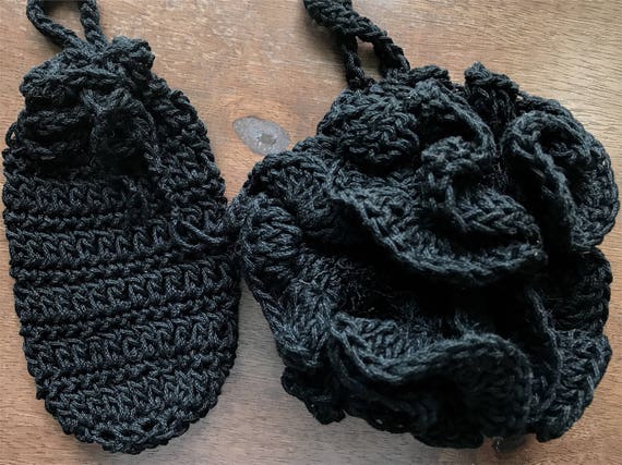 Soap Saver & Exfoliating Bath Pouf Set, Crochet Cotton Spa Set, Gift for Mom, Bridal Shower, Engagement Gift, Cotton Shower Loufah Soap Sack