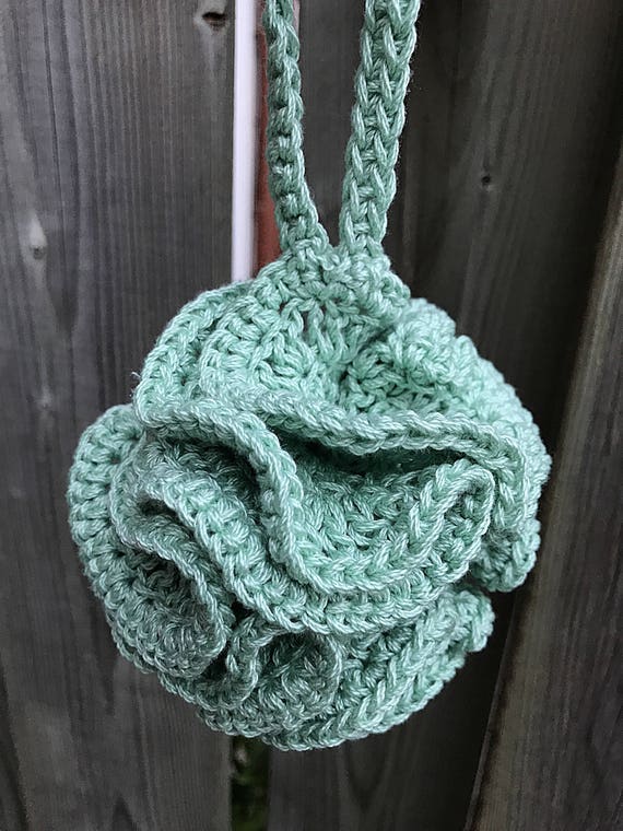 Eco Friendly Bath Pouf, All Natural Cotton Shower Loufah, Gift for Mom, Bridal Shower, Engagement Gift, Crocheted Baby Shower, Housewarming