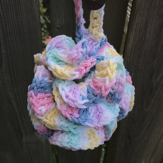 Eco Friendly Bath Products, Cotton Shower Loufah, Long Lasting Bath Pouf, Crocheted Bridal Shower Gift, Engagement Gift, Baby Shower Gift
