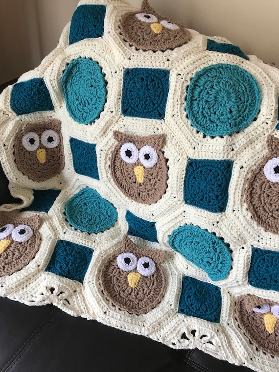 Gender Neutral Baby Blanket / Crib Blanket / Owl Baby Blanket / Owl Blanket / Lap Afghan / Baby Afghan / Owl Afghan / Crib Afghan / Afghan