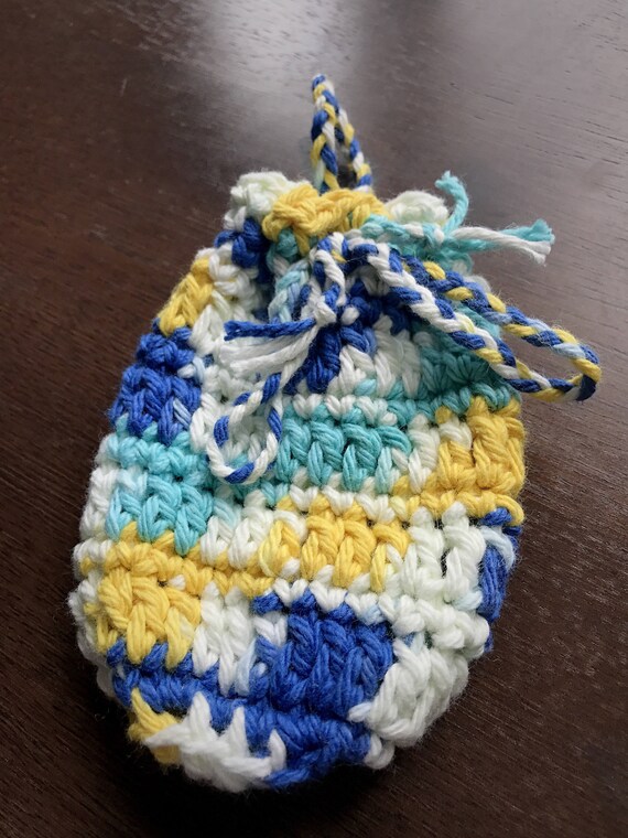Cotton Crocheted Soap Saver, Cotton Bag, Hanging Soap Sack, Crocheted Soap Saver Washcloth, Bridal Shower, Engagement Gift, Housewarming