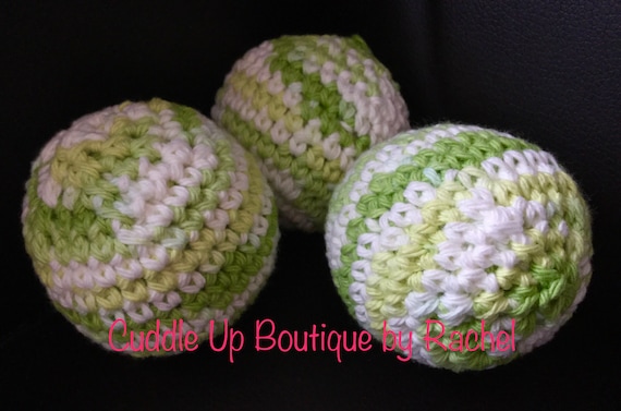 Dryer Balls, Essential Oils Scented, Set of 3, Naturally Soften, Crocheted Cotton Balls, Chemical Free Laundry, Less Wrinkle, Less Static