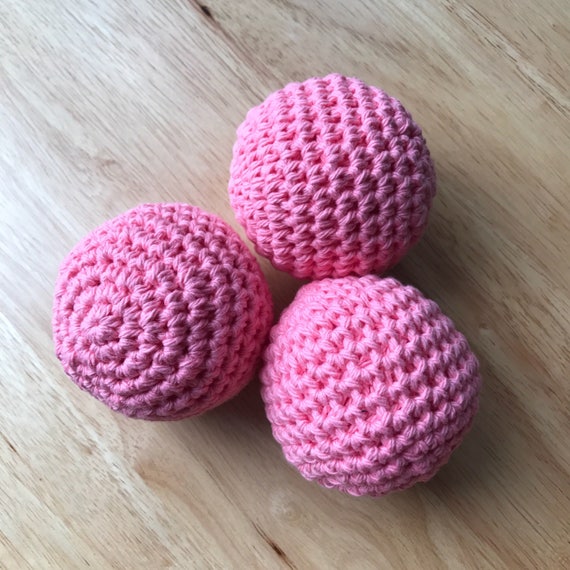Essential Oil Scented Dryer Balls, Eco Friendly Crocheted Cotton Ball, Chemical Free, Fewer Wrinkles, Less Static, Set of 3, Natural Laundry