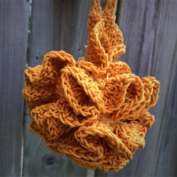 Exfoliating Bath Pouf, Cotton Shower Loufah, Crocheted Bath Pouf, Gift for Mom, Bridal Shower, Engagement or Housewarming Gift, Gift for Dad