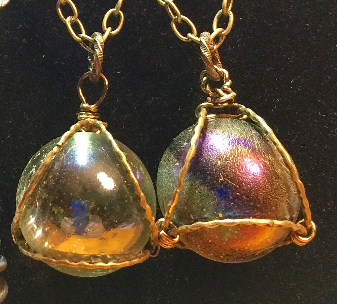Recycled Glass Ball Necklaces Etsy