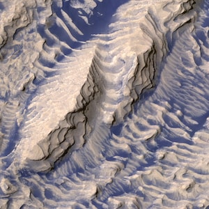 Mars: Layers in Danielson Crater, Satellite Image, Satellite Map, Space, Mars, Planet, Art Print, Space Art