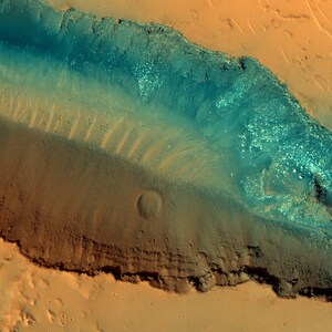 Mars: Landslides in Cerberus Fossae, Satellite Image, Satellite Map, Space, Mars, Planet, Art Print, Space Art