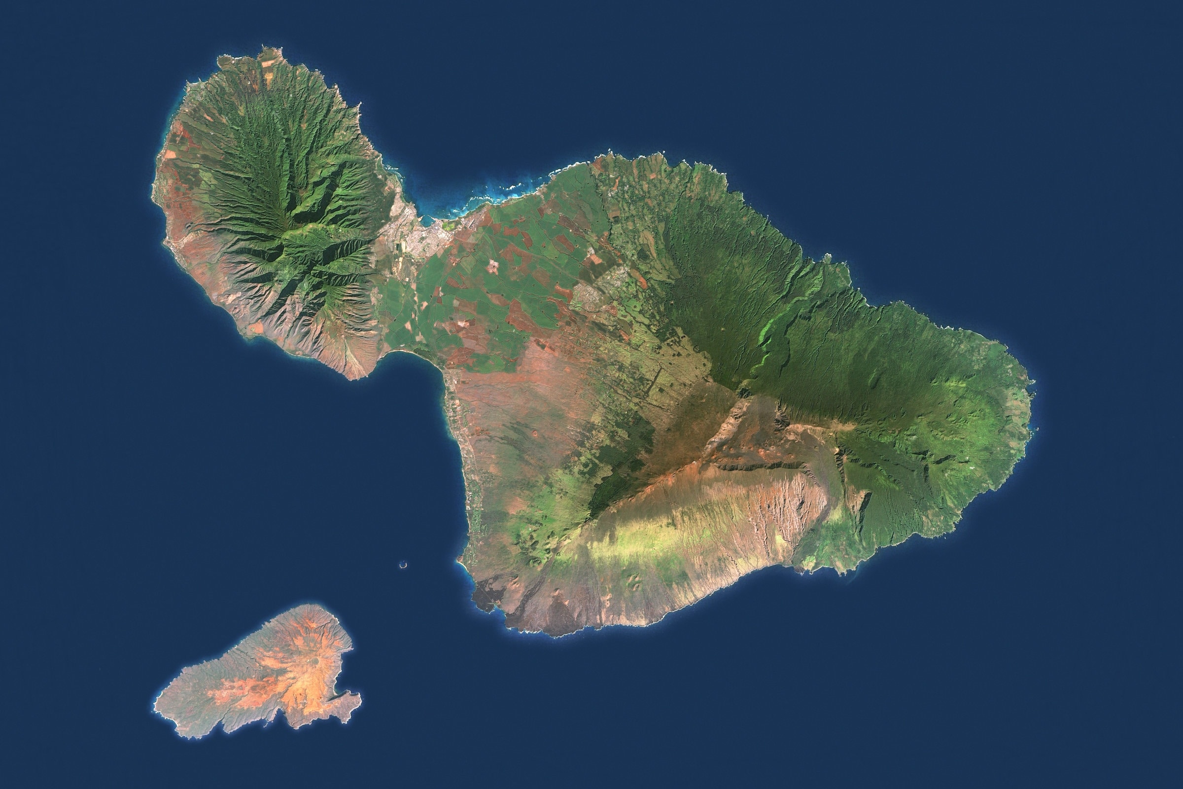Maui Satellite Image Kahoʻolawe Hawai'i Hawaiian Etsy