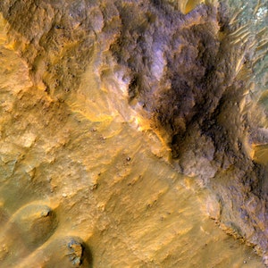 Mars:  Stratigraphy Exposed by an Impact Crater, Satellite Image, Satellite Map, Space