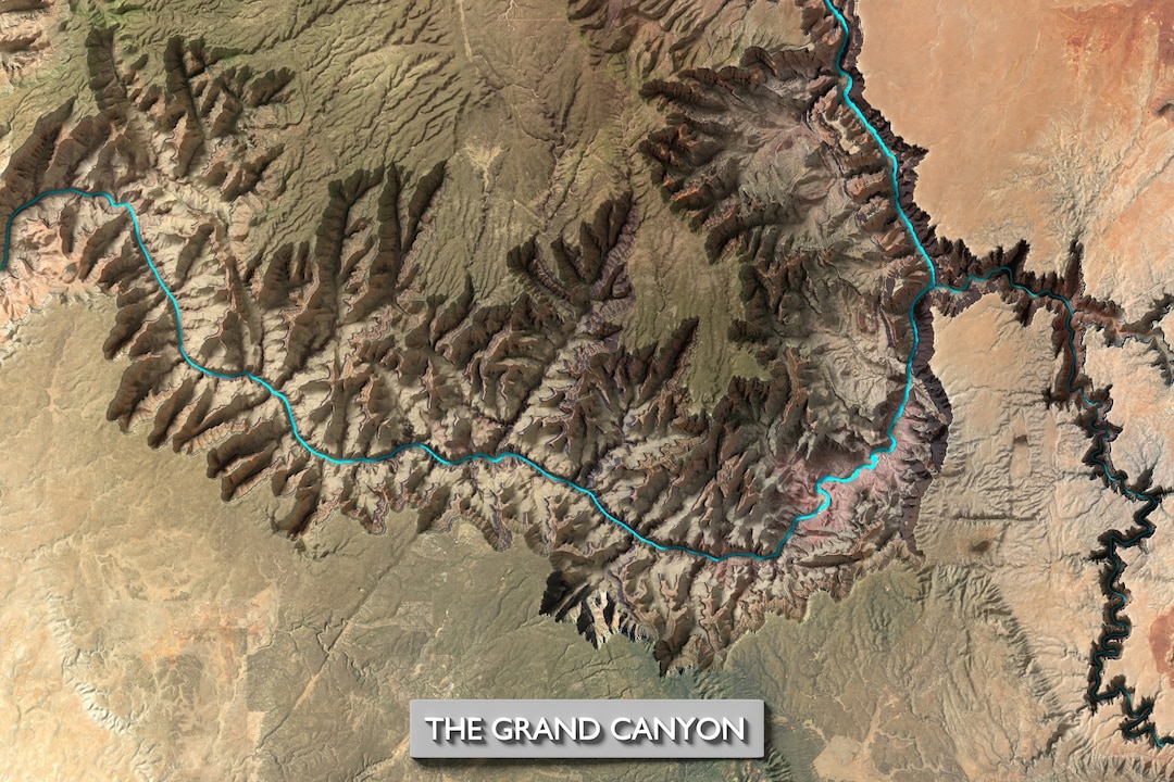 Grand Canyon Map,the Grand Canyon Topographic Map, Grand Canyon Topo Map, Map Print, Art Print ...