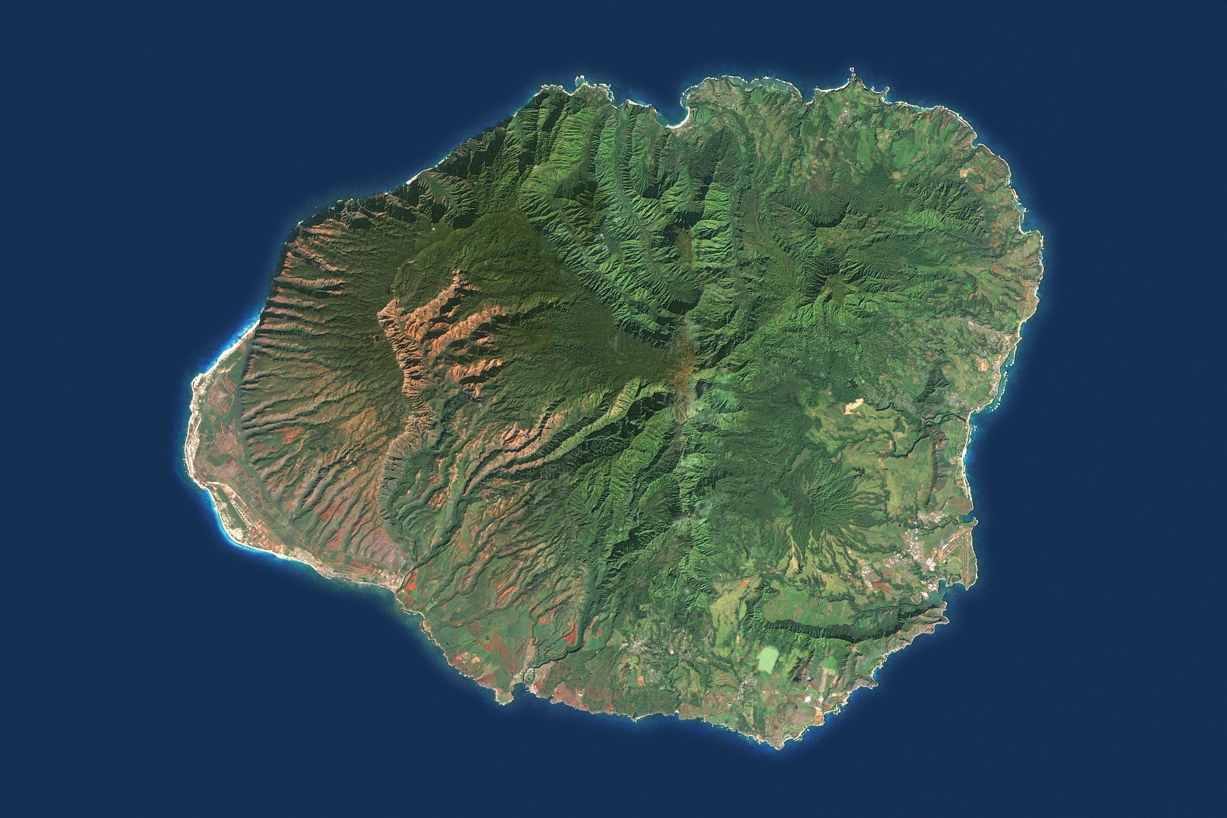 Kaua'i Satellite Image, Hawai'i, Hawaiian Islands, United States