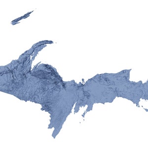 Upper Peninsula of Michigan Terrain Map, Map Art, Cartography, Shaded Relief, Topography, Topo Map, Topographic, Da UP