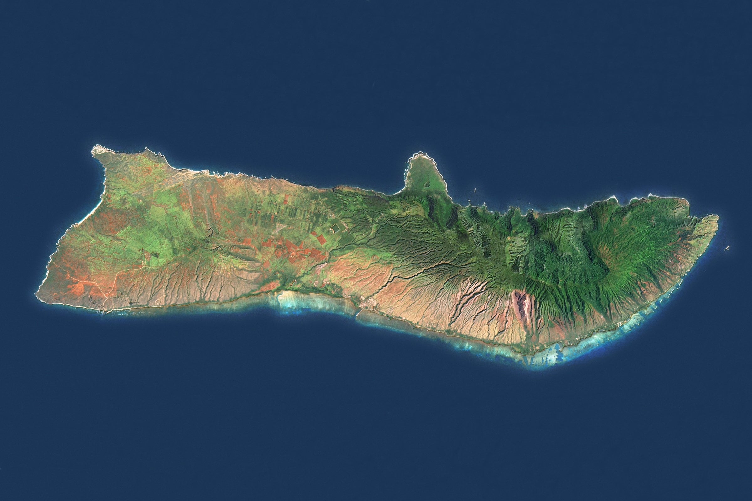 Moloka'i Satellite Image, Hawai'i, Hawaiian Islands, United States