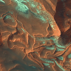 Mars:  Layers in Galle Crater, Satellite Image, Satellite Map, Space, Mars, Planet