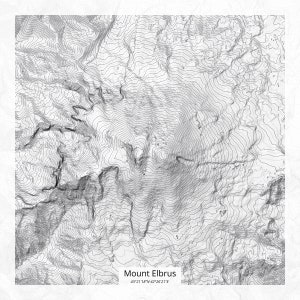Mount Elbrus Grayscale Topographic Map, Mt. Elbrus Gray-scale Topo Map, Mt Elbrus Contour Map, Seven Summits