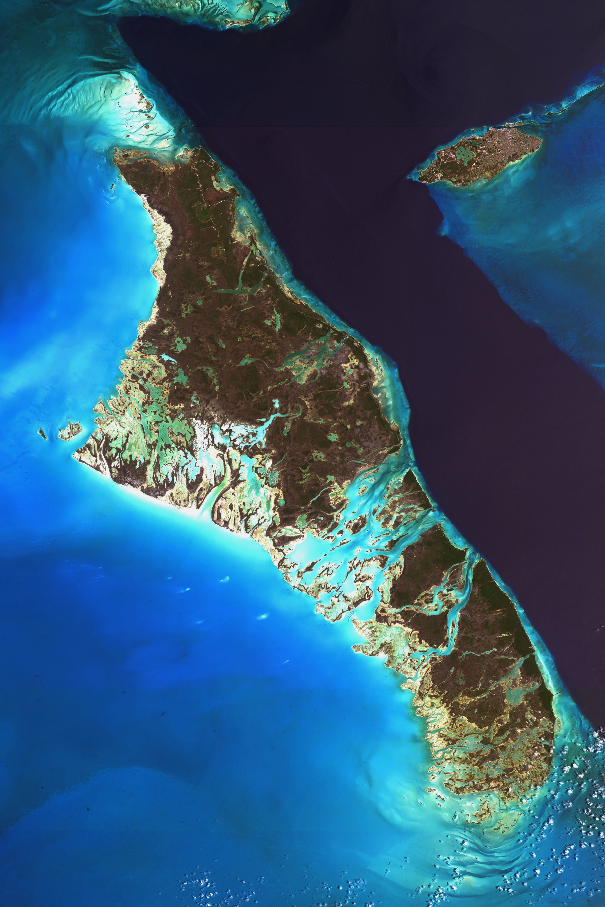 Bahamas, Andros Island Aerial Map the Bahamas, Central Andros