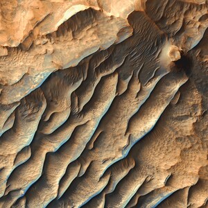 Mars:  Sandstone in West Candor Chasma,Satellite Image, Satellite Map, Space, Mars, Planet, Art Print, Space Art