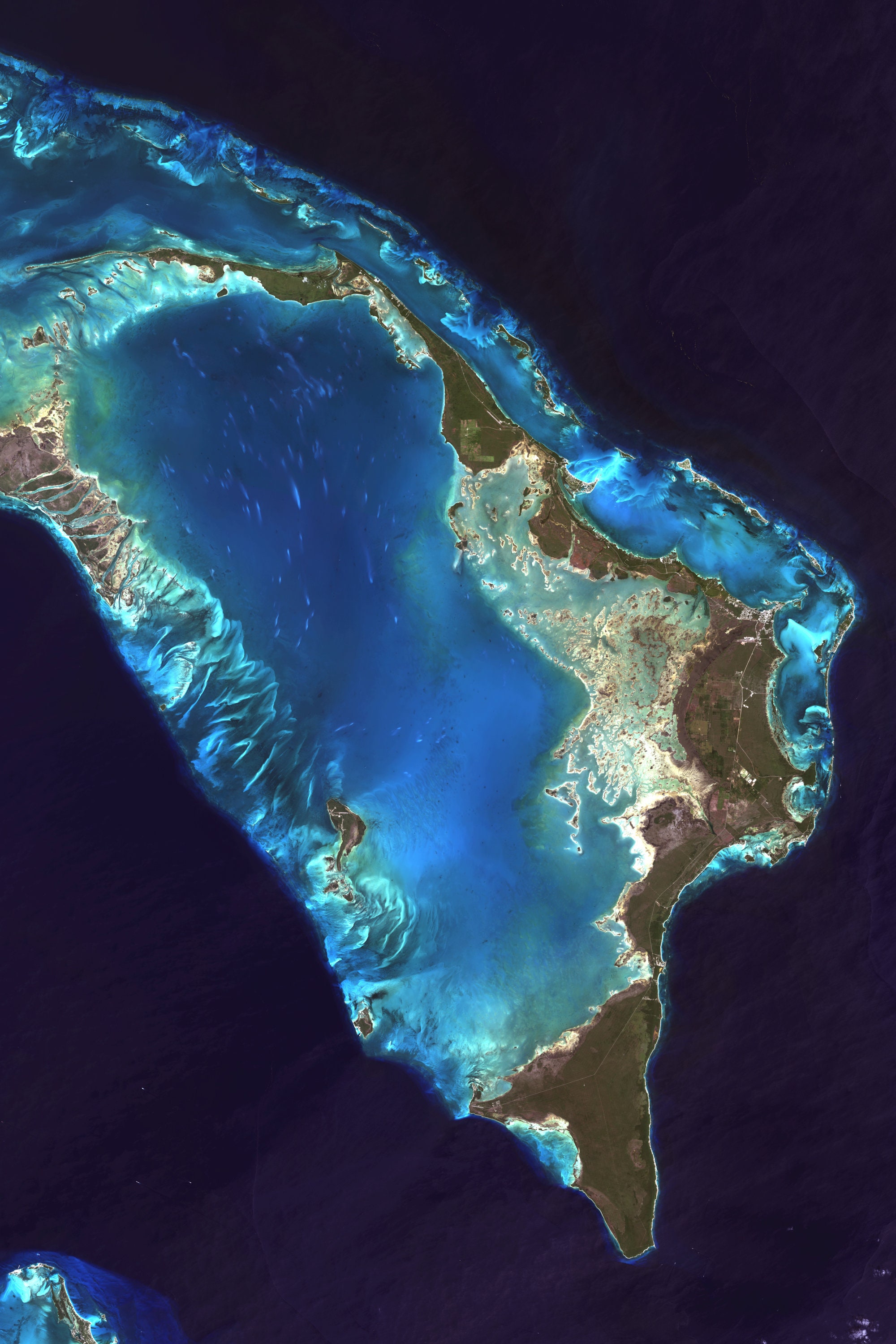 Bahamas, Abaco Islands Aerial Map the Bahamas, Satellite Image