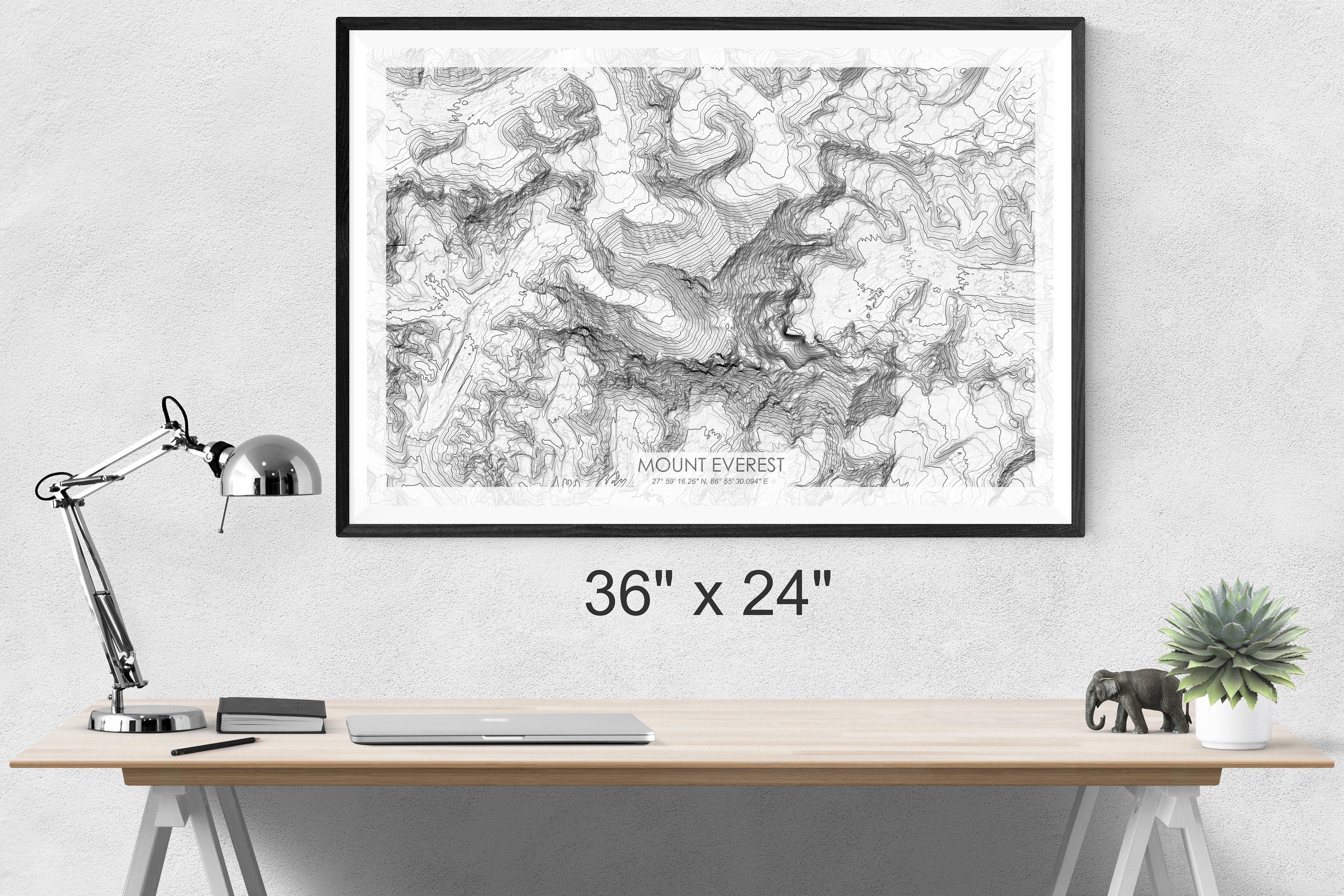 Mount Everest Grayscale Topographic Map Mt Everest Grayscale Topo Map Il Fullxfull.1463867570 Qnlp 
