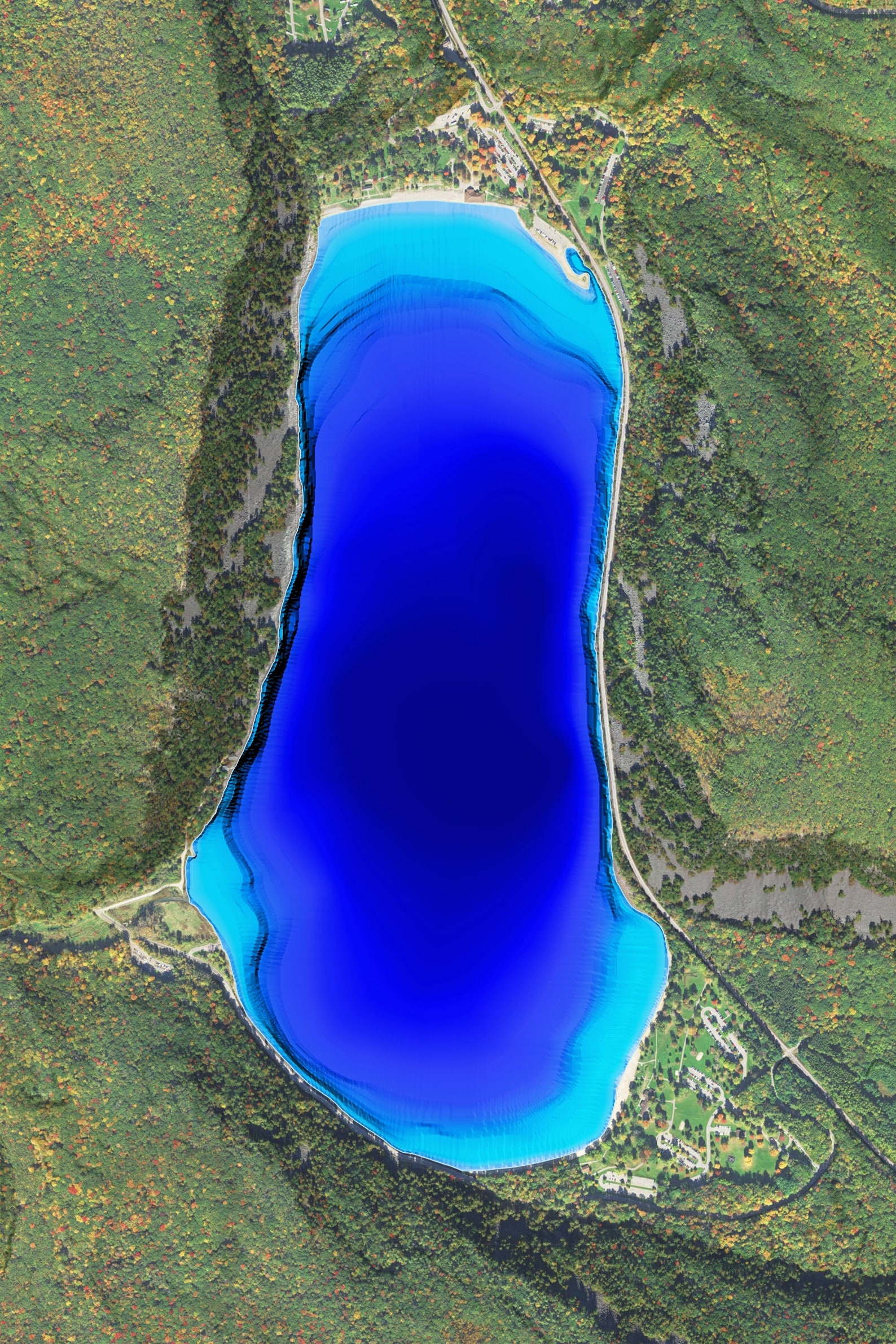 Devil's Lake State Park Bathymetry Map, Aerial Map, Map Art, State Park