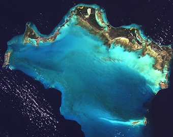 Turks and Caicos Satellite Imagery, Aerial Map, Map Art, Vibrant Satellite Image, Caribbean