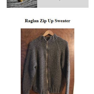 Raglan Zup Up Sweater Knitting Pattern