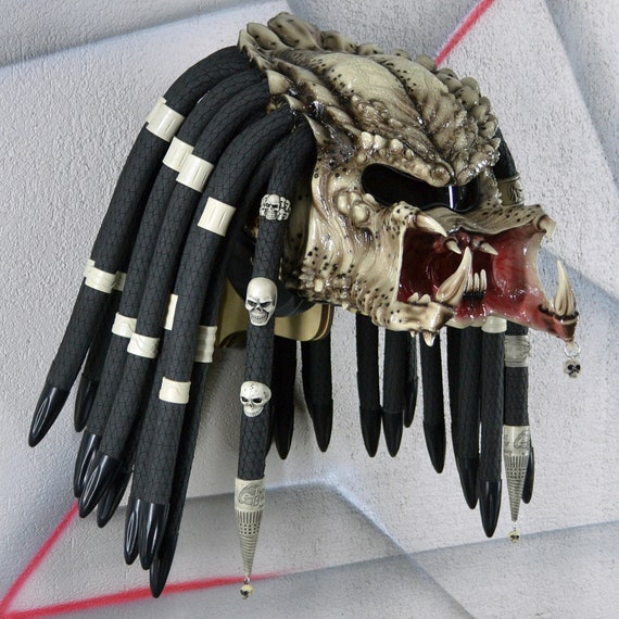 Boned Predator motorcycle helmet. Unique exclusive custom made. DOT&ECE certified.