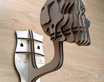 Skull helmet wall mount. Hanger for motorcycle helmet. Helmet stand. Helmet rack. Helmet holder.