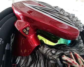 An element of the predator mask with three real lasers and included any Predator helmet with opened or closed mouth.