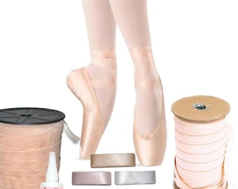 Pointe Shoe Ribbon and Elastic - 4 yards/unit - Pink  FREE SHIPPING