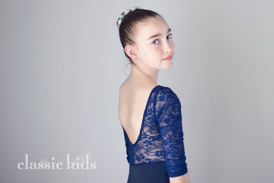 Leotard - "AURORA" Custom Designed Leotard with Velvet and Lace   Ballet Leotards